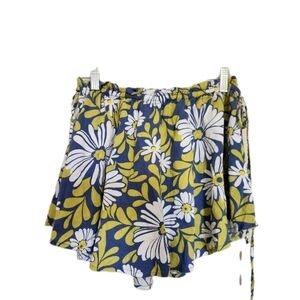 Aerie Side Tie Floral Cotton Mini Skirt Size Small